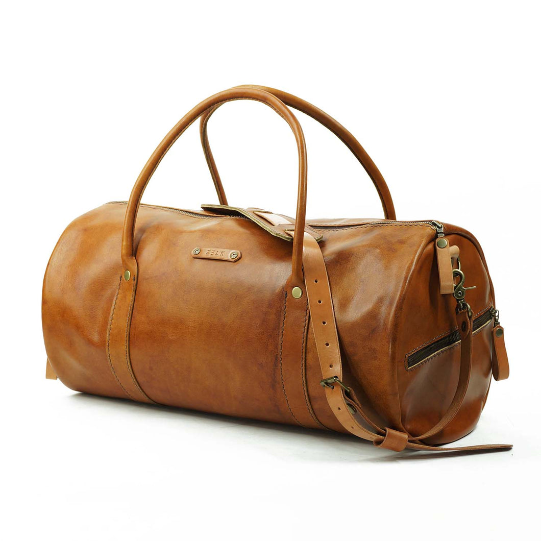 Bolso Cuero Gym Bag Curry-Natural
