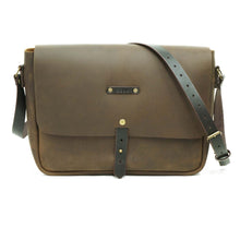 Cargar imagen en el visor de la galería, Maletín de cuero Messenger Basic 13 pulgadas color Café Rústico correas Café Moro
