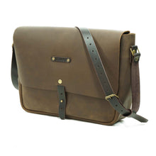 Cargar imagen en el visor de la galería, Maletín de cuero Messenger Basic 13 pulgadas color Café Rústico correas Café Moro
