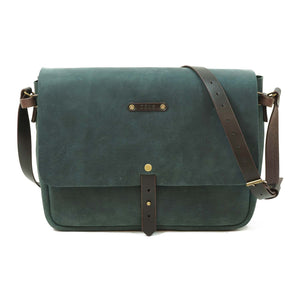 Maletín de cuero Messenger II 13 pulgadas color Azul Rústico correas Café Moro