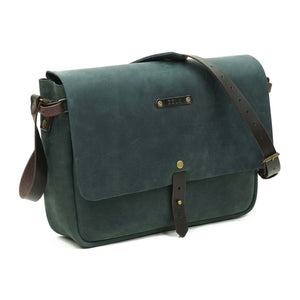 Maletín de cuero Messenger II 13 pulgadas color Azul Rústico correas Café Moro