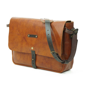 Maletín de cuero Messenger II 13 pulgadas color Curry correas Café Moro