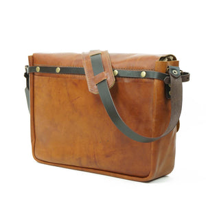 Maletín de cuero Messenger II 13 pulgadas color Curry correas Café Moro