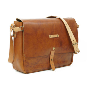 Maletín de cuero Messenger II 15 pulgadas color Curry correas Naturales