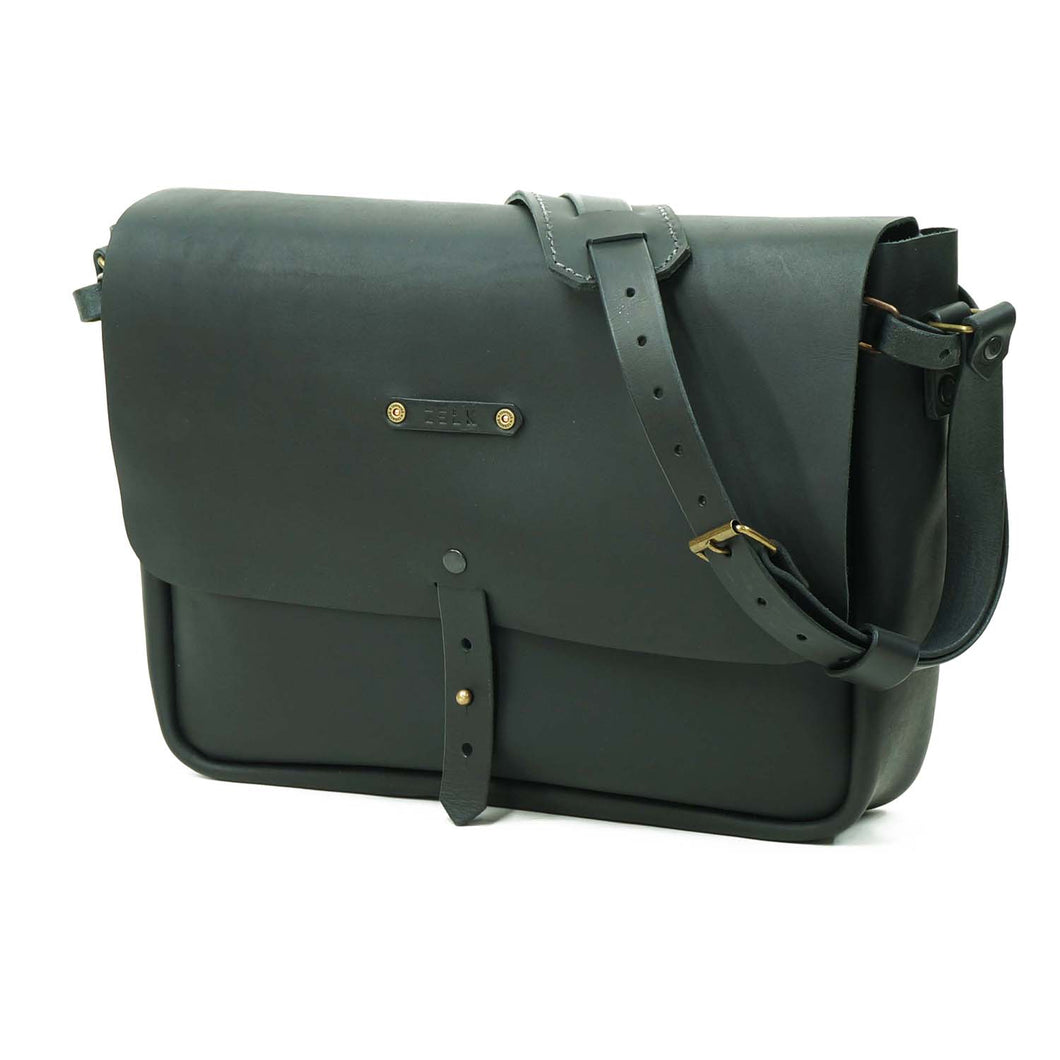 Maletín de cuero Messenger II 15 pulgadas color Negro correas Negras
