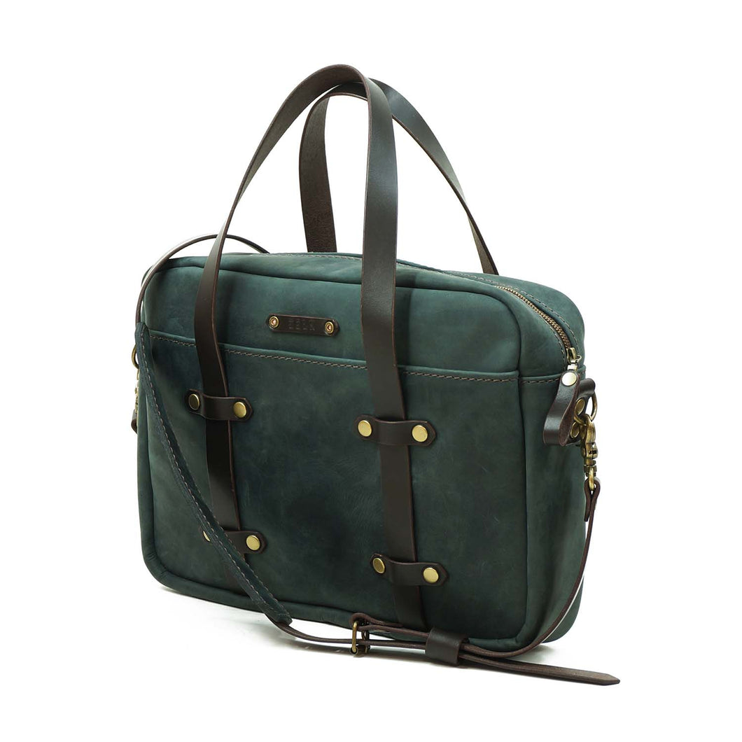 Maletín de cuero Messenger Nomad Azul Rústico
