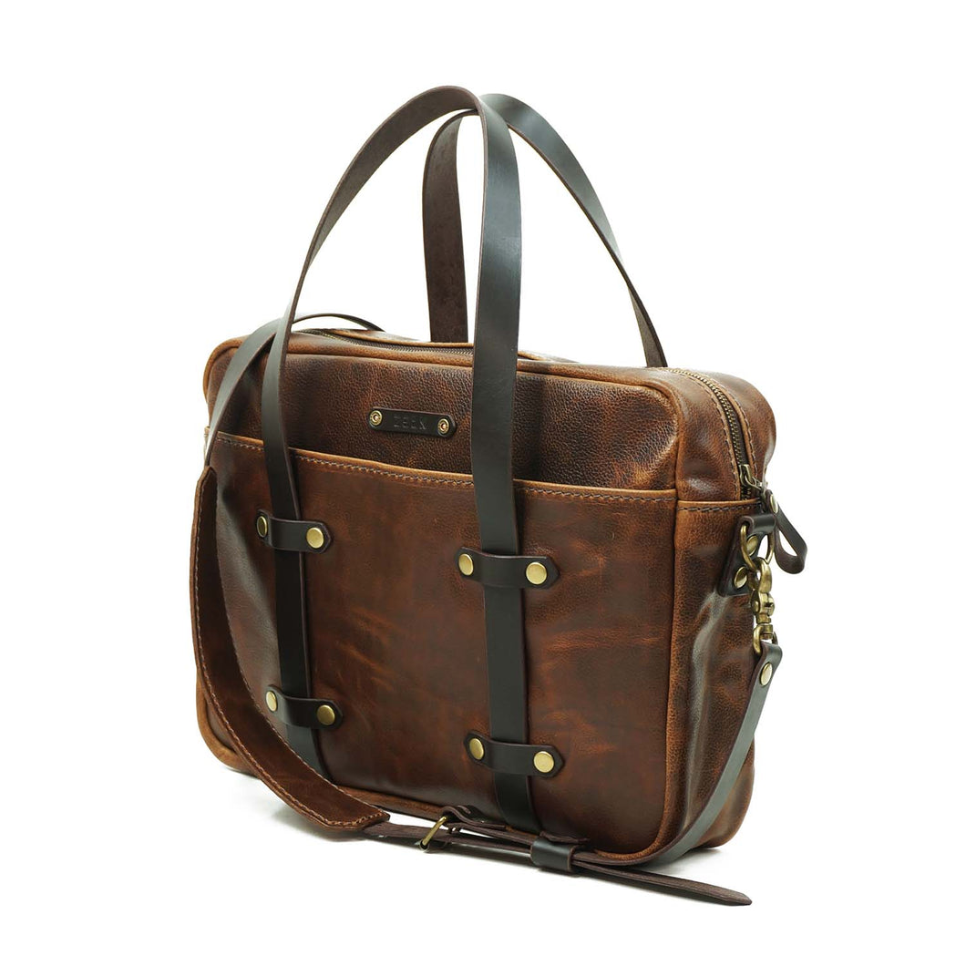 Maletín de cuero Messenger Nomad Café Texturado