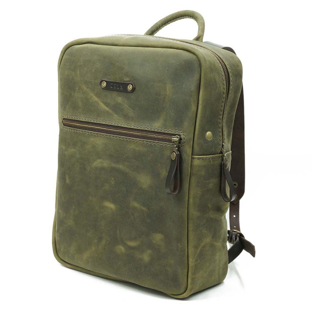 Mochila de Cuero Z7 - Verde Rústico