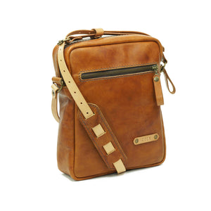 Bandolera de cuero Satchel  Curry-Natural