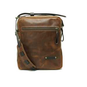 Bandolera de cuero Satchel Café Texturado