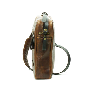 Bandolera de cuero Satchel Café Texturado