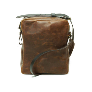 Bandolera de cuero Satchel Café Texturado