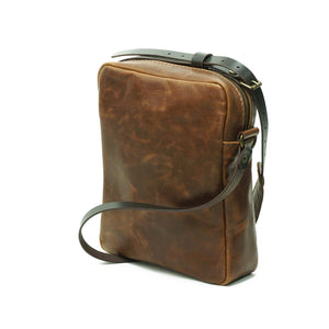 Bandolera de cuero Satchel Café Texturado