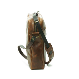 Bandolera de cuero Satchel Café Texturado