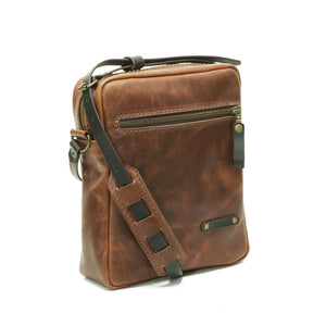 Bandolera de cuero Satchel Café Texturado