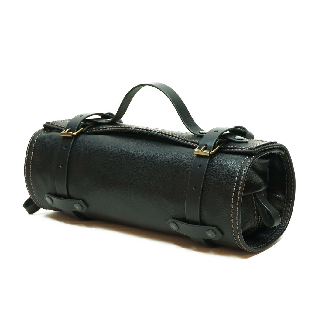 Neceser Roll Up de Cuero Color Negro