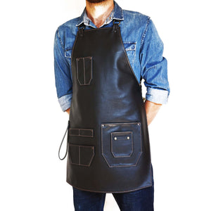 Pechera Delantal de Cuero - Negro